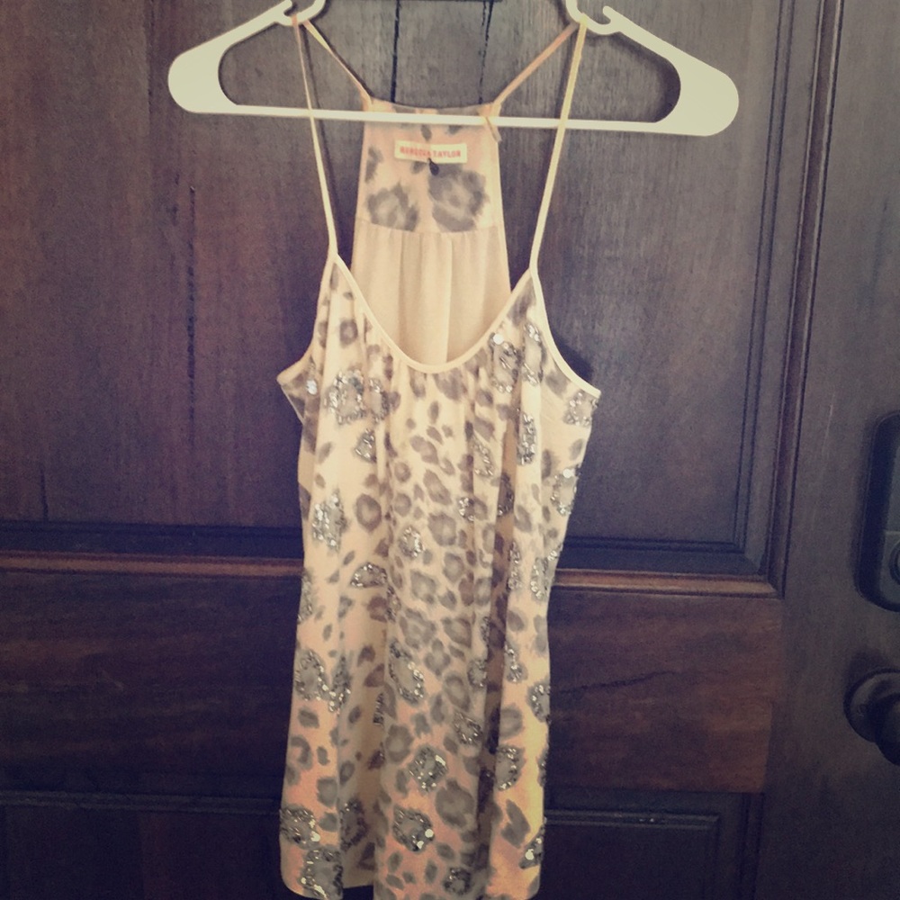 Rebecca Taylor Leopard Print Camisole - Cream and Silver